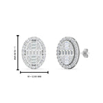 Load image into Gallery viewer, Oval Shaped Baguette Lab Diamond Stud Earrings For Women In 14K White Gold | Cuts &amp; Carat
