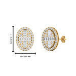 Load image into Gallery viewer, Oval Shaped Baguette Lab Diamond Stud Earrings For Women In 14K Yellow Gold | Cuts &amp; Carat
