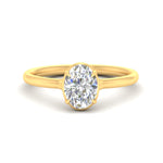 Load image into Gallery viewer, Lab Grown Fancy Colored Oval Shaped Collet Set Solitaire Diamond Ring