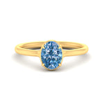 Load image into Gallery viewer, Lab Grown Fancy Colored Oval Shaped Collet Set Solitaire Diamond Ring