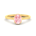Load image into Gallery viewer, Lab Grown Fancy Colored Oval Shaped Collet Set Solitaire Diamond Ring