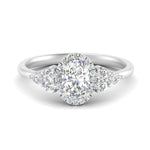 Load image into Gallery viewer, Lab Oval Cut diamond Halo Engagement Rings 14K White Gold

