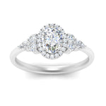Load image into Gallery viewer, Lab Oval Cut diamond Halo Engagement Rings 14K White Gold
