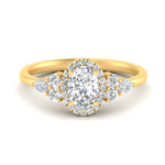 Load image into Gallery viewer, Lab Oval Cut diamond Halo Engagement Rings 14K Yellow Gold
