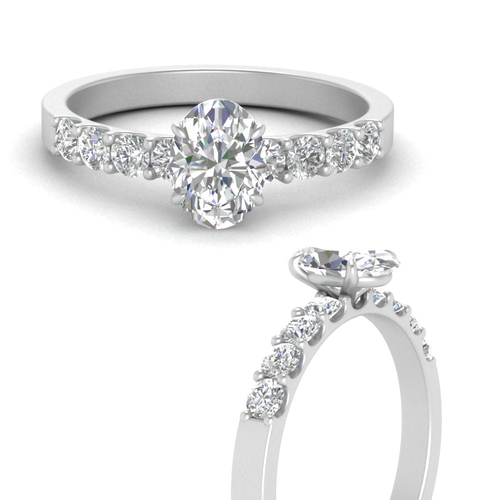 U Prong Lab Diamond Engagement Ring 14K Gold