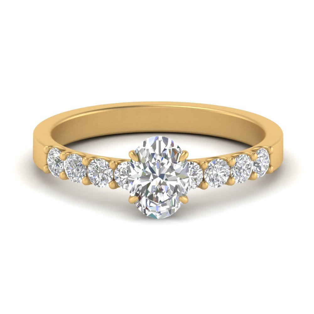 U Prong Lab Diamond Engagement Ring 14K Gold