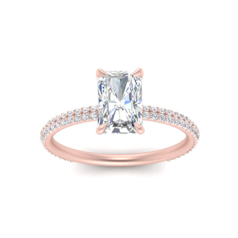 Lab diamond Under Halo Engagement Rings 14K Gold