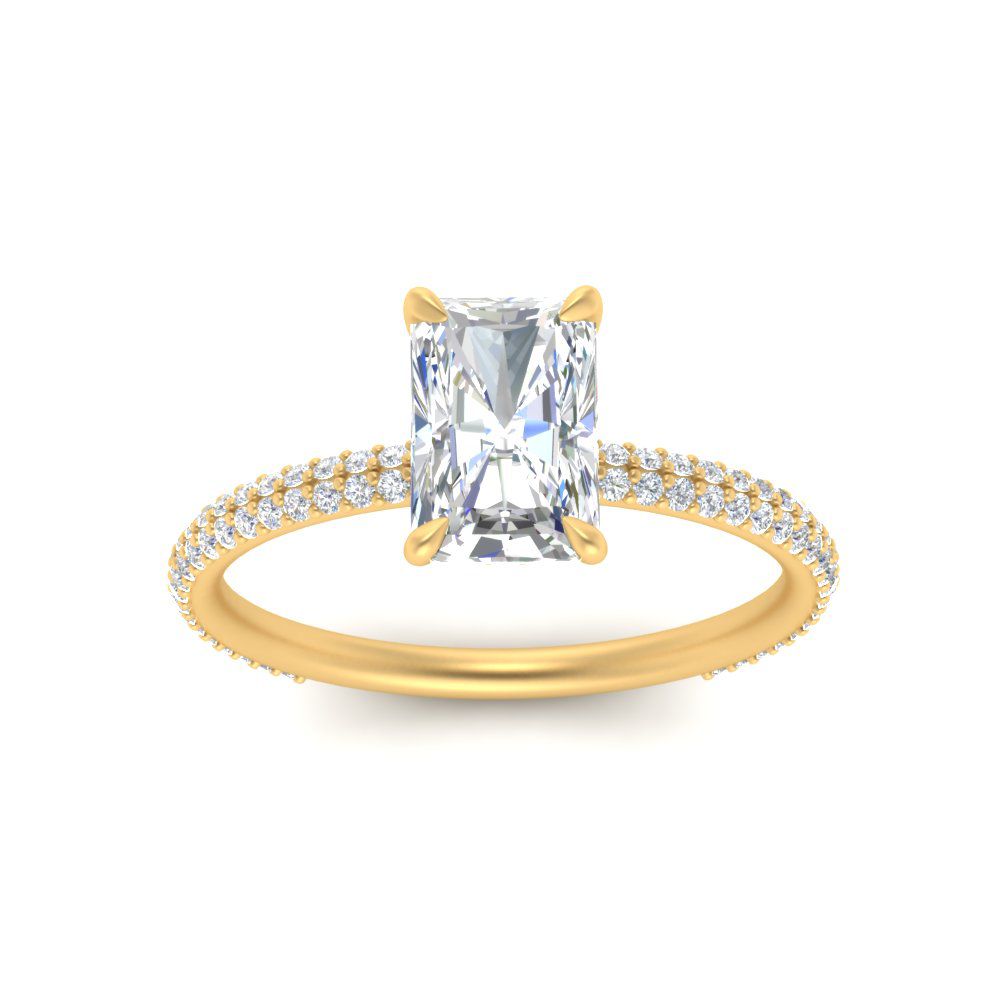 Lab diamond Under Halo Engagement Rings 14K Gold
