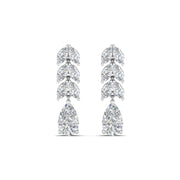 2 1/5 Carat Lab Diamond Pear Cut Leaf Drop Earrings 14K Gold