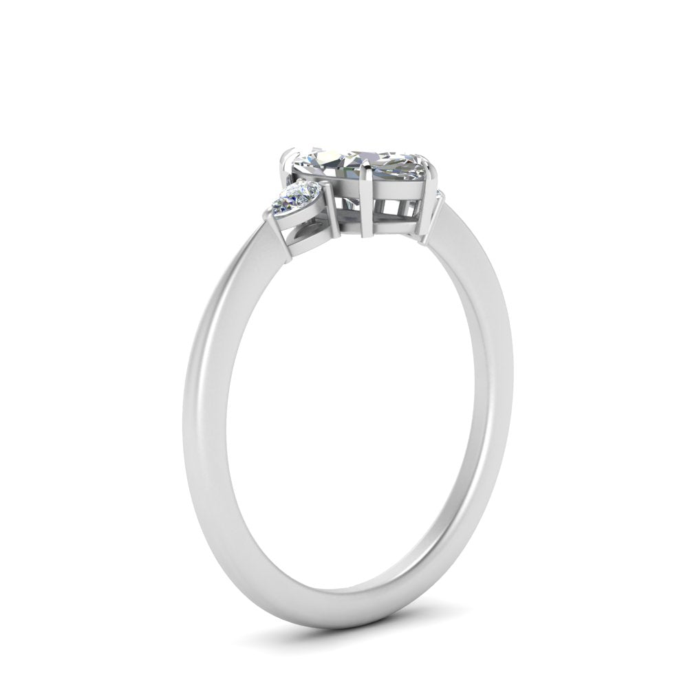 Lab diamond 3 Stone Cathedral Engagement Rings 14K Gold