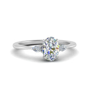 Lab diamond 3 Stone Cathedral Engagement Rings 14K Gold