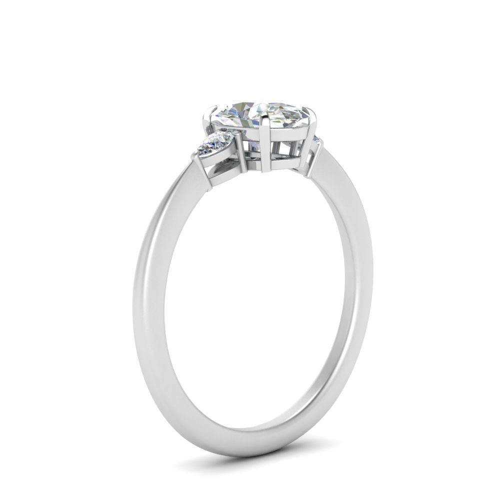Lab diamond 3 Stone Cathedral Engagement Rings 14K Gold