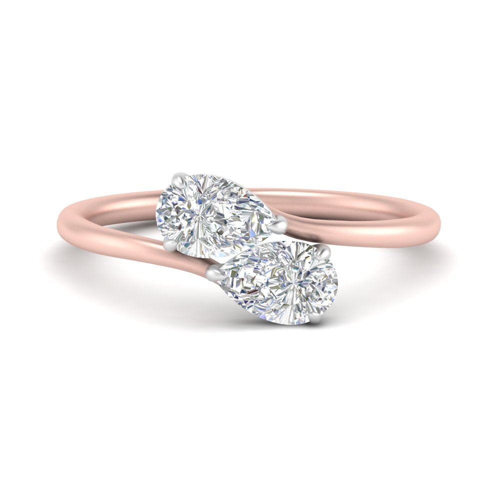 Pear Shaped Lab Diamond 2 Stone Engagement Ring