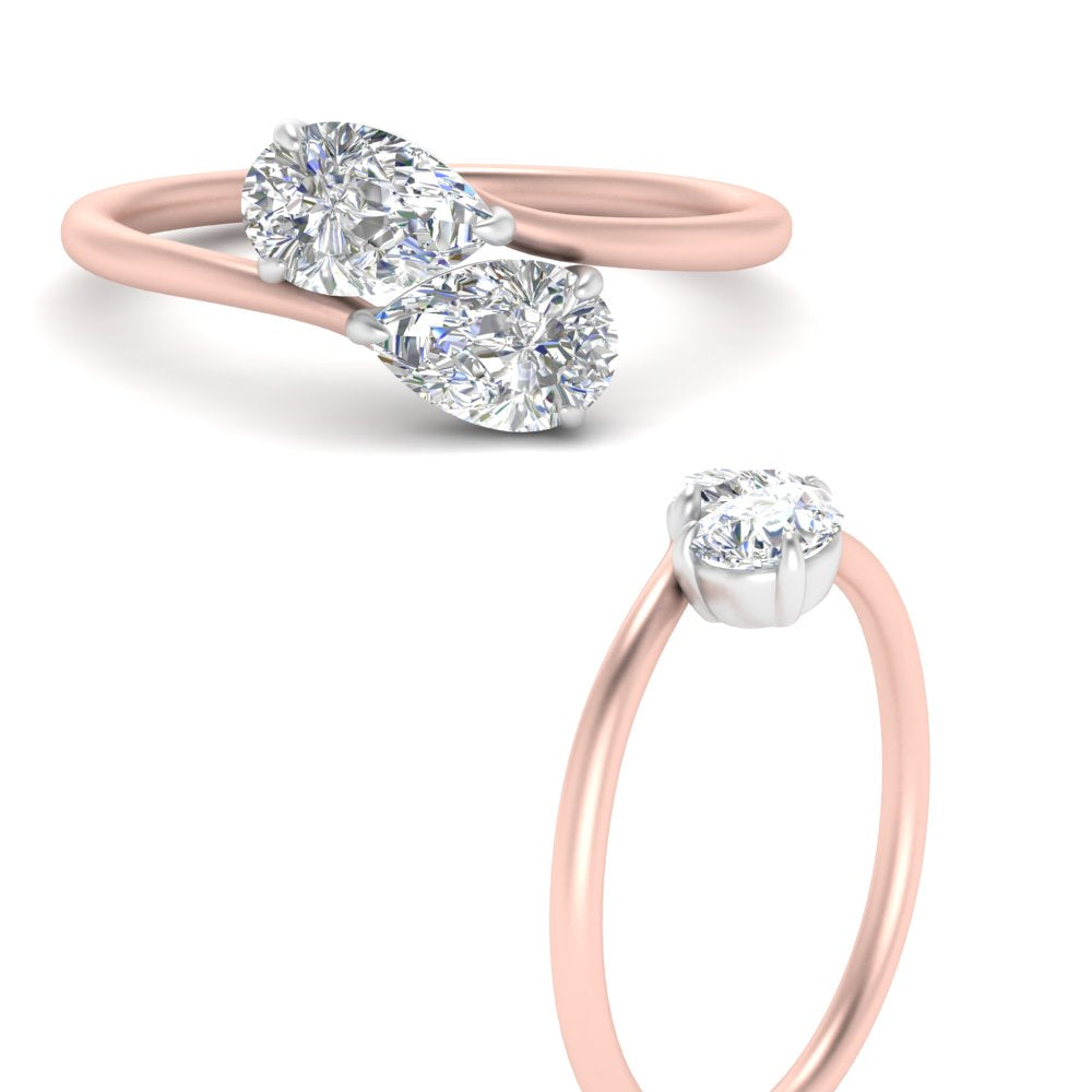 Pear Shaped Lab Diamond 2 Stone Engagement Ring