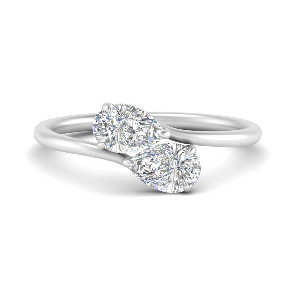 Pear Shaped Lab Diamond 2 Stone Engagement Ring