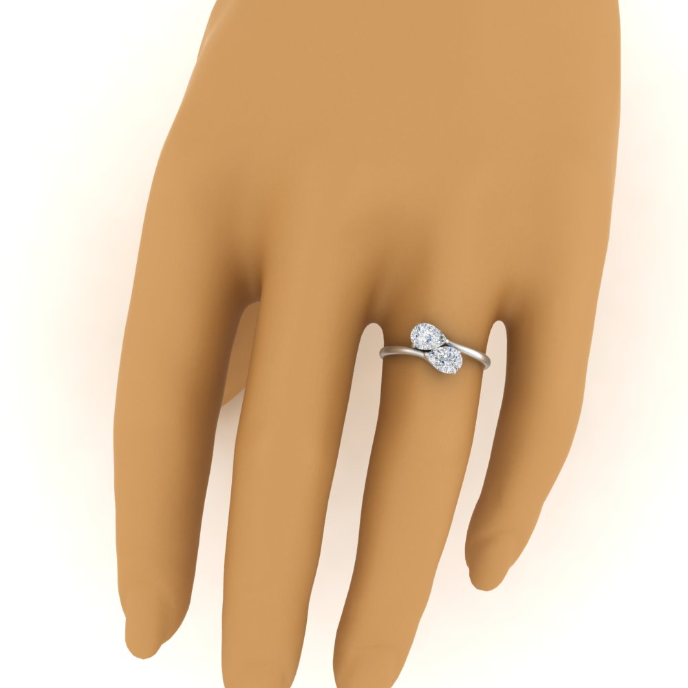 Pear Shaped Lab Diamond 2 Stone Engagement Ring