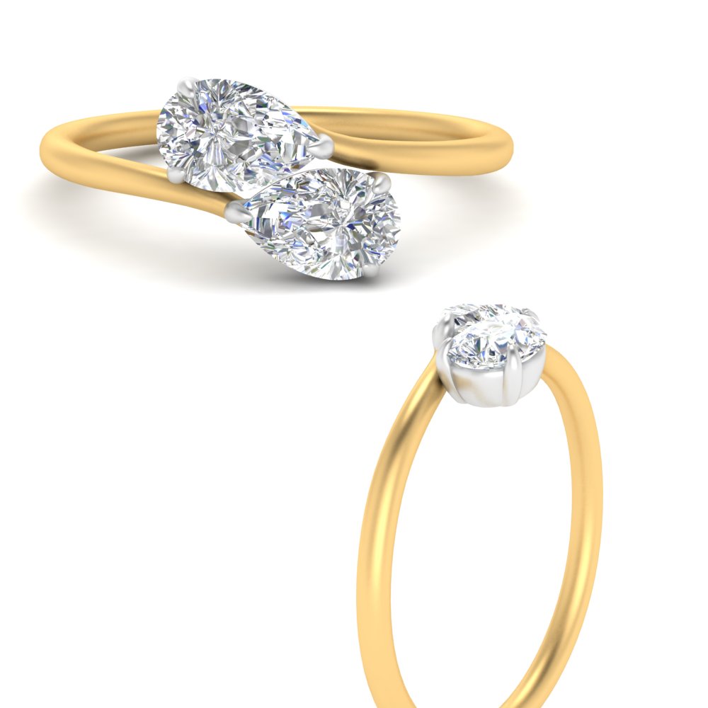 Pear Shaped Lab Diamond 2 Stone Engagement Ring