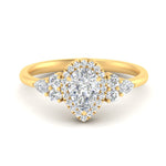 Load image into Gallery viewer, Lab Pear Shaped diamond Halo Engagement Rings 14K Yellow Gold
