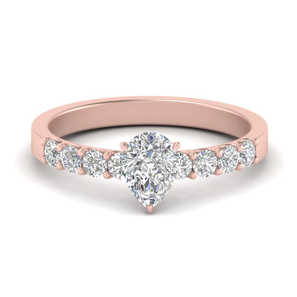 U Prong Lab Diamond Engagement Ring 14K Gold