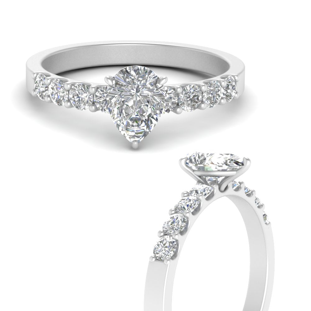U Prong Lab Diamond Engagement Ring 14K Gold