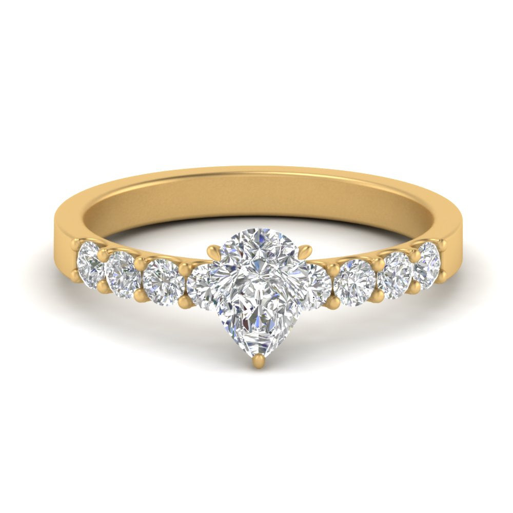 U Prong Lab Diamond Engagement Ring 14K Gold