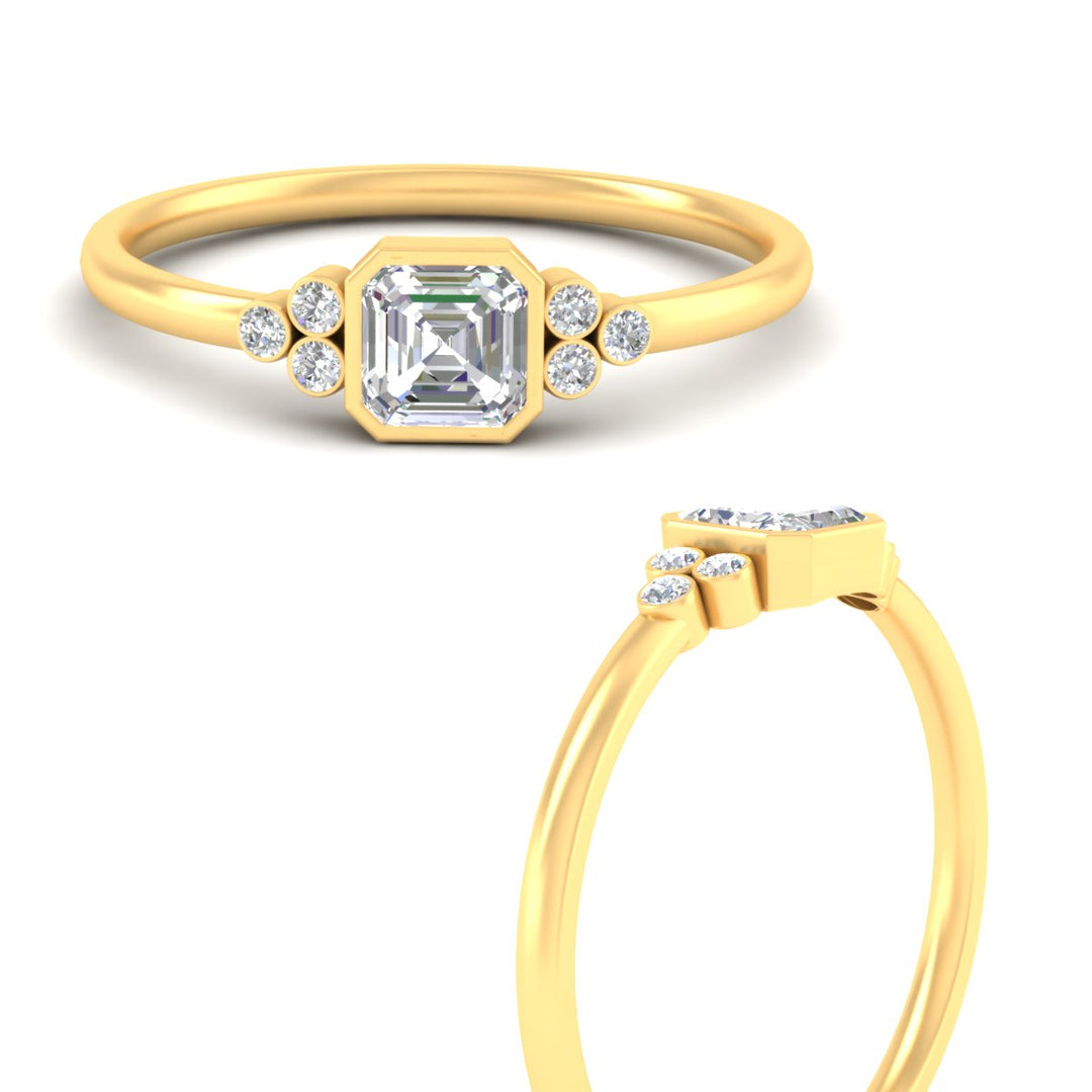 Bezel Set Lab Grown Diamond Engagement Ring With Diamond Accents