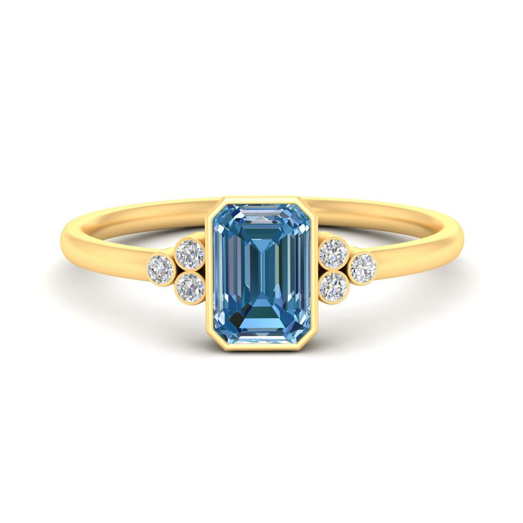Fancy Lab Grown Blue Diamond Bezel Engagement Ring