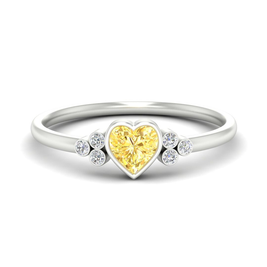 Yellow Lab Grown Diamond Bezel Set Ring with Diamond Accents