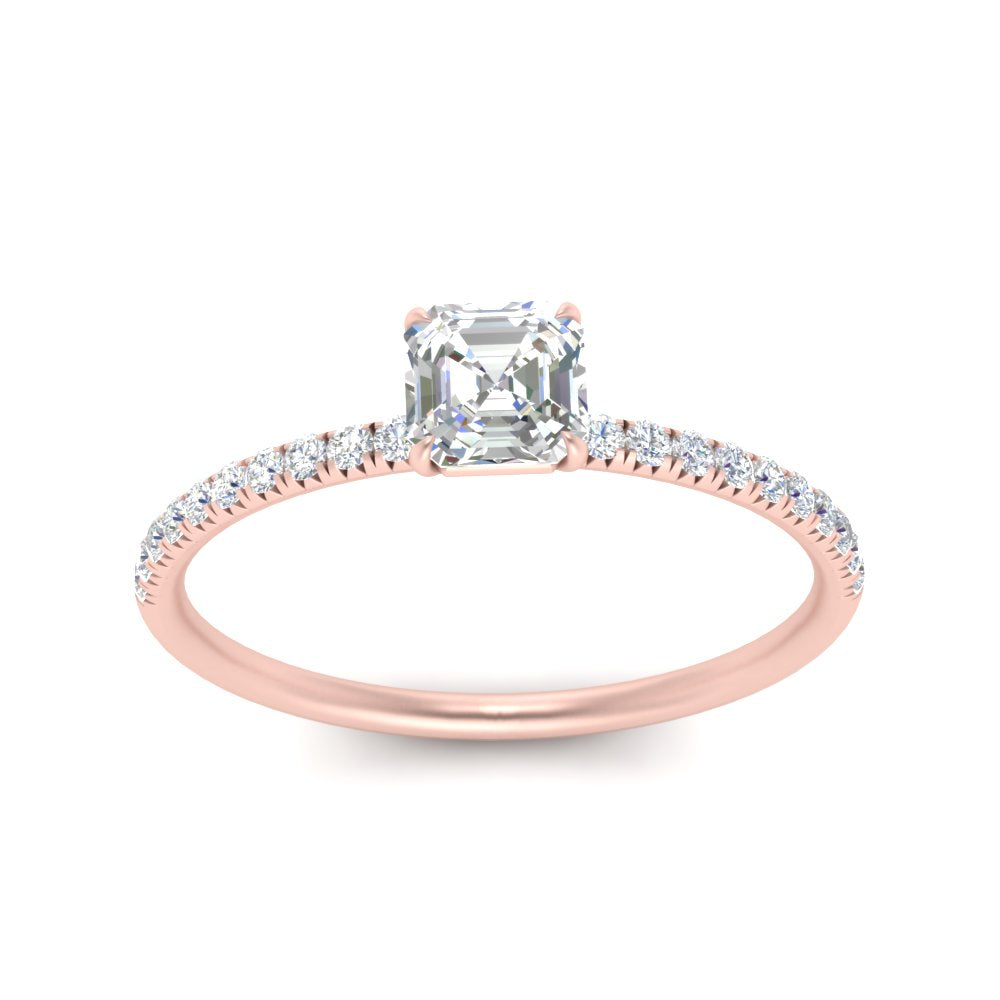 0.50- 5 Carat Lab Grown Petite Pave Engagement Ring IGI Certified 14K Gold