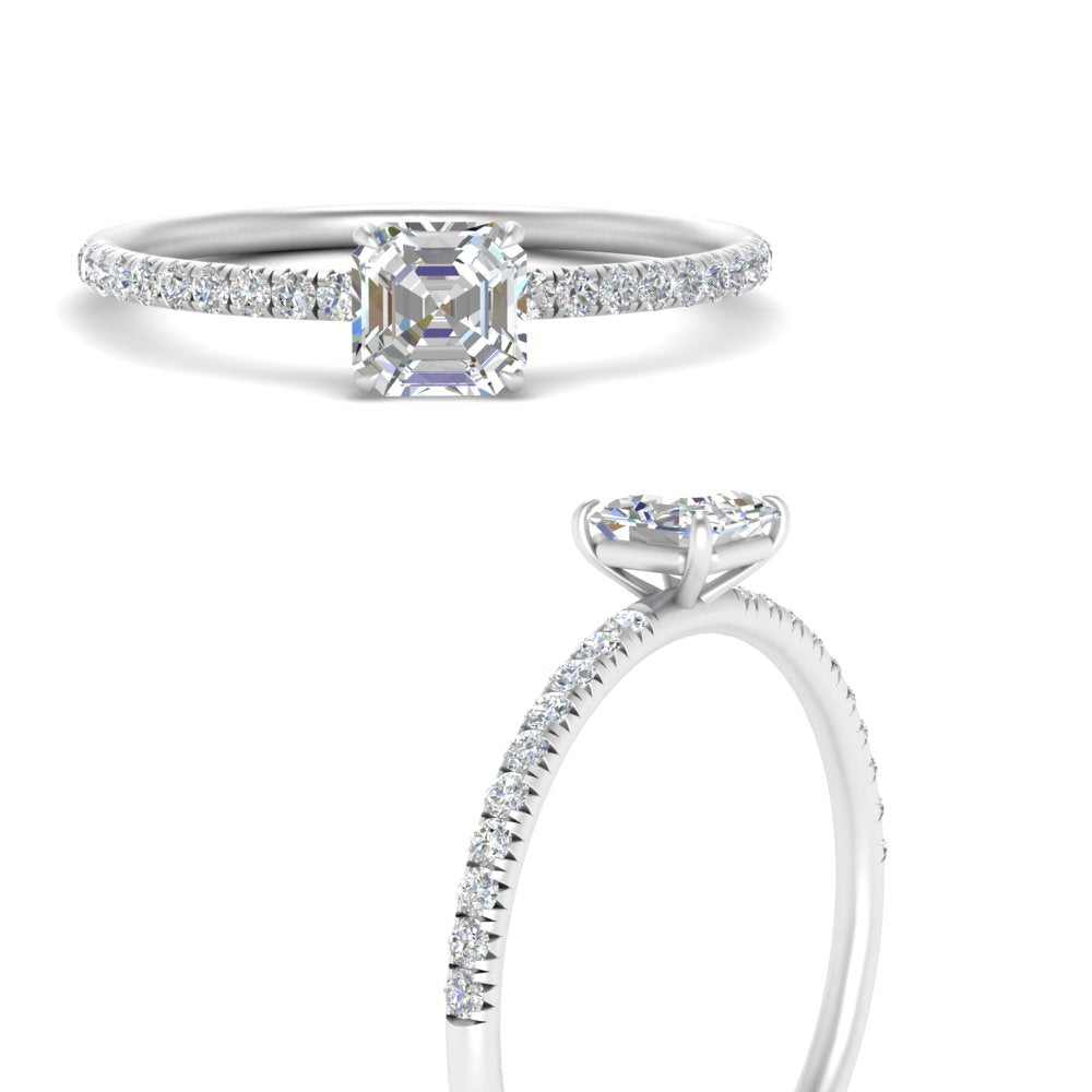 0.50- 5 Carat Lab Grown Petite Pave Engagement Ring IGI Certified 14K Gold