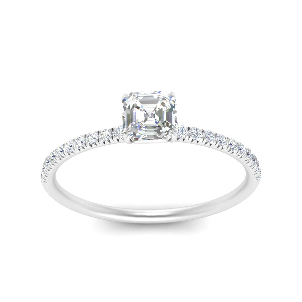 0.50- 5 Carat Lab Grown Petite Pave Engagement Ring IGI Certified 14K Gold