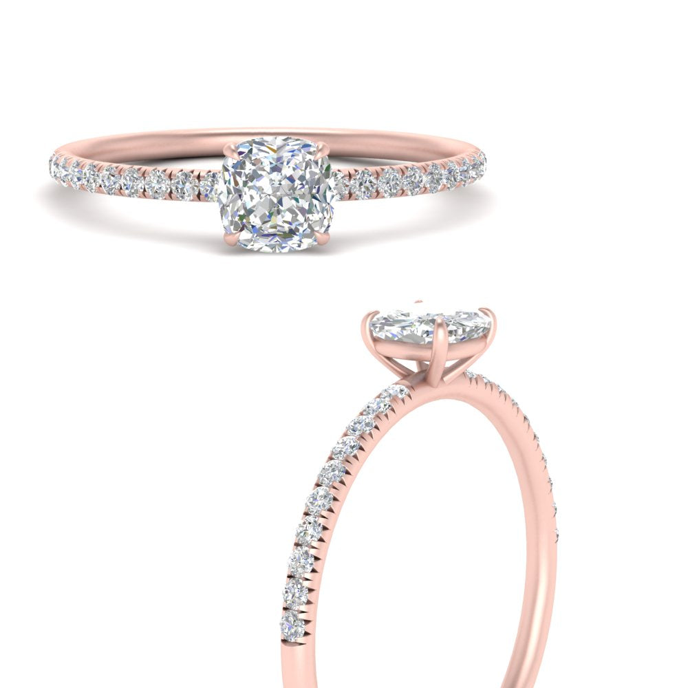 0.50- 5 Carat Lab Grown Petite Pave Engagement Ring IGI Certified 14K Gold