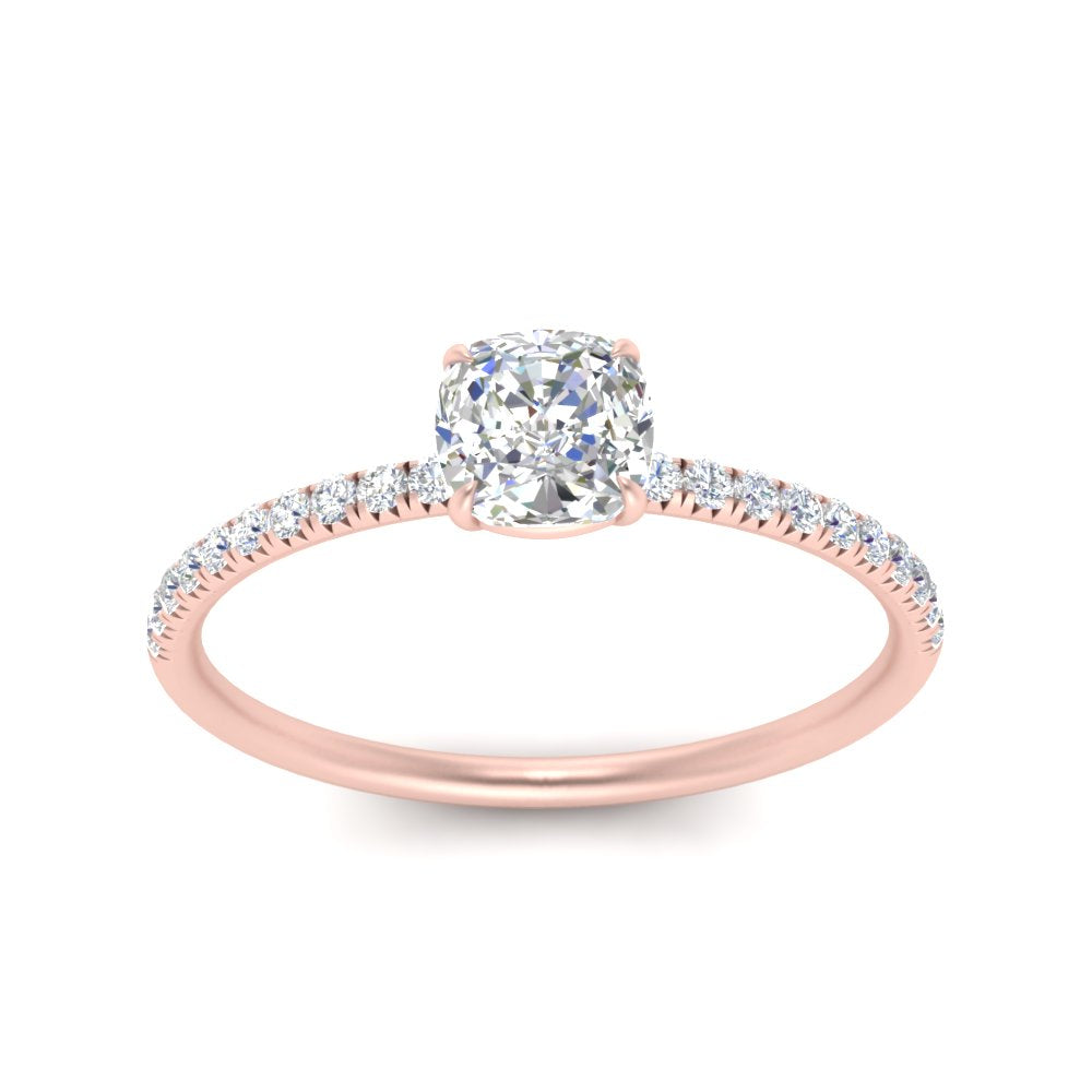 0.50- 5 Carat Lab Grown Petite Pave Engagement Ring IGI Certified 14K Gold