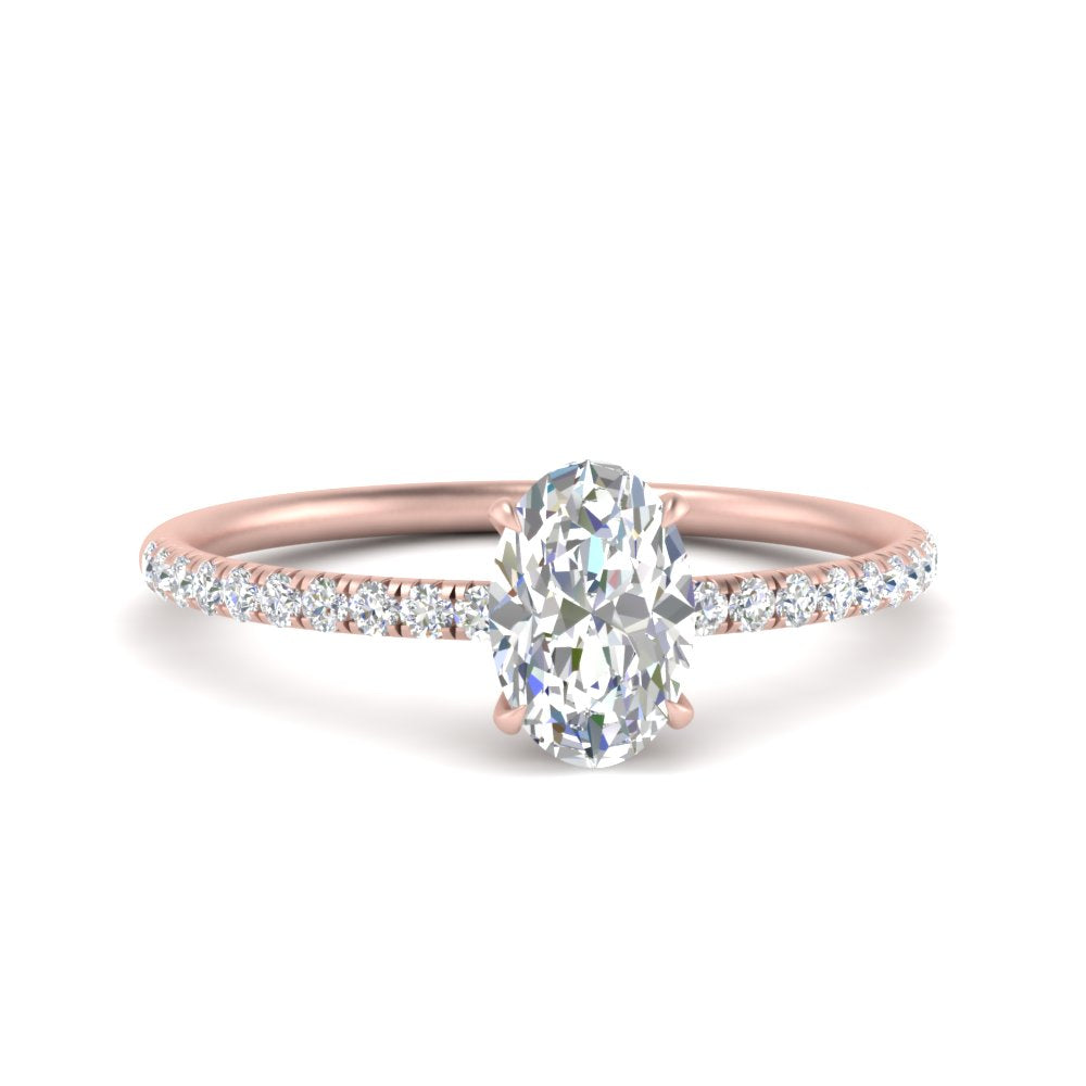 Petite Pave Engagement Ring Lab Grown 0.50 To 5 Carat IGI Certified 14K Gold
