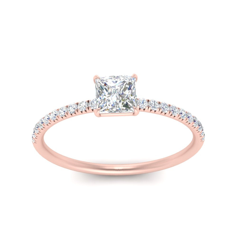 0.50 To 5 Carat Pave Petite Engagement Ring Lab Diamond IGI Certified 14K Gold