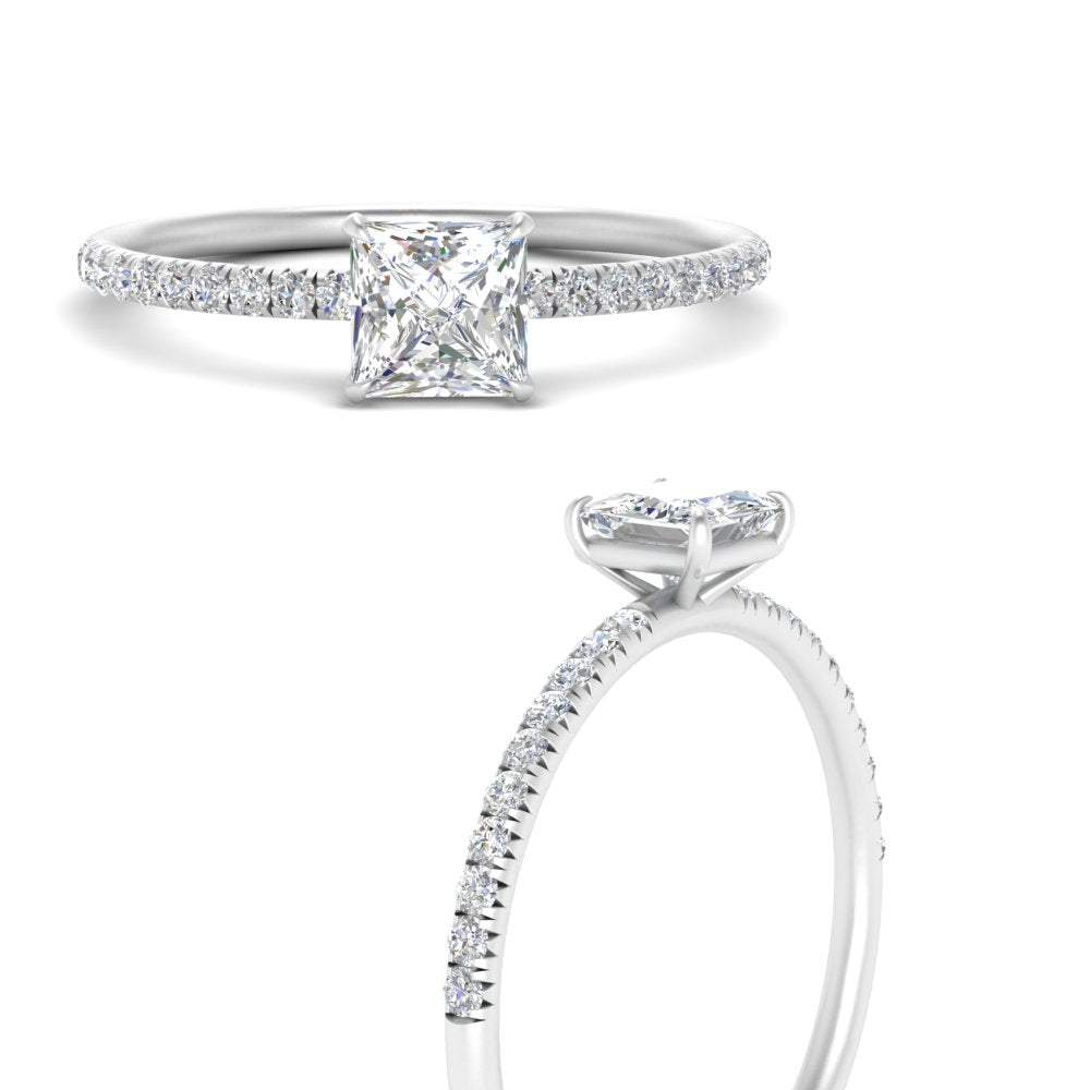 0.50 To 5 Carat Pave Petite Engagement Ring Lab Diamond IGI Certified 14K Gold