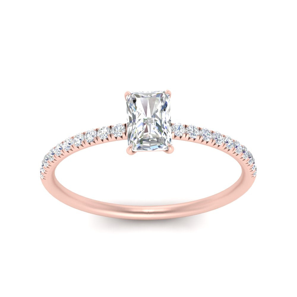 0.50 To 5 Carat Pave Petite Engagement Ring Lab Diamond IGI Certified 14K Gold