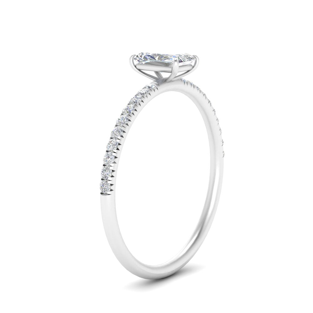 0.50 To 5 Carat Pave Petite Engagement Ring Lab Diamond IGI Certified 14K Gold