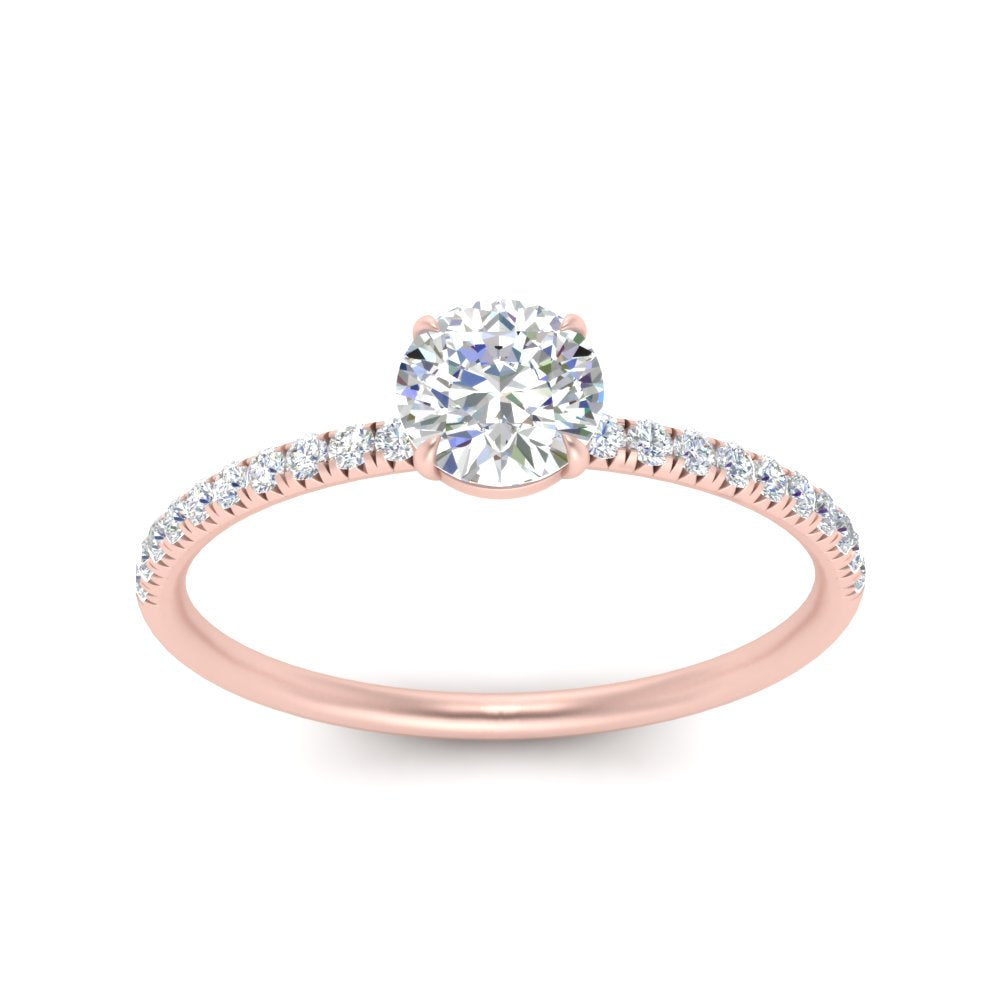 0.50- 5 Carat Lab Grown Petite Pave Engagement Ring IGI Certified 14K Gold
