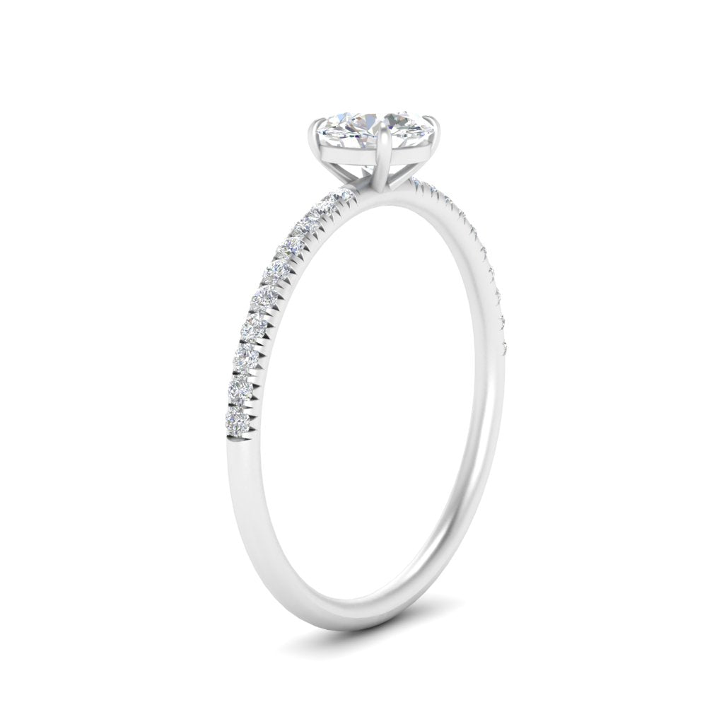 0.50- 5 Carat Lab Grown Petite Pave Engagement Ring IGI Certified 14K Gold
