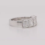 Load and play video in Gallery viewer, 1/2 - 5 Carat Lab Grown Emerald Cut Diamond Five Stone Lab Created Wedding Band For Women 14K Gold
