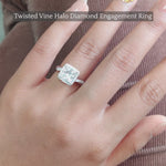 Load and play video in Gallery viewer, IGI Certified Twisted Vine Lab Grown Diamond Halo Engagement Ring 14K Gold
