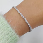 Load and play video in Gallery viewer, Four Prong Round Lab Diamond Tennis Bracelet
