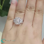 Load and play video in Gallery viewer, Fancy Color Lab Emerald Cut 3 Stone Engagement Ring