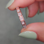 Load and play video in Gallery viewer, Bezel Princess Cut Lab Diamond Eternity Women Band In 14K Gold
