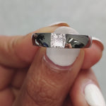 Load and play video in Gallery viewer, Bezel Solitaire Princess Lab Diamond Wedding Ring
