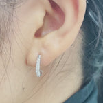 Load and play video in Gallery viewer, 1/5 Carat Lab Diamond J Shaped Hoop Earrings 14K Gold
