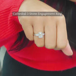 Load and play video in Gallery viewer, Lab Grown Three Stone Diamond Ring with Pear Accents
