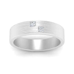 Load image into Gallery viewer, Princess Cut Lab Diamond Brush Finish Wedding Band For Mens 14k White Gold|Cuts &amp; Carat
