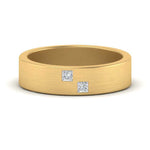 Load image into Gallery viewer, Princess Cut Lab Diamond Brush Finish Wedding Band For Mens 14k Yellow Gold|Cuts &amp; Carat
